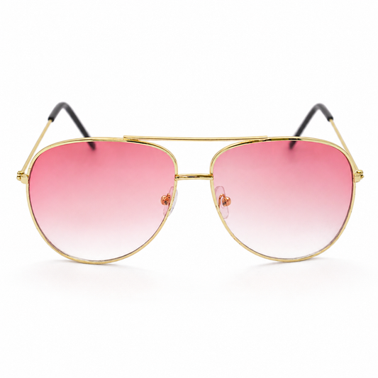 Lentes de sol aviador dorados con mica rosa degradada