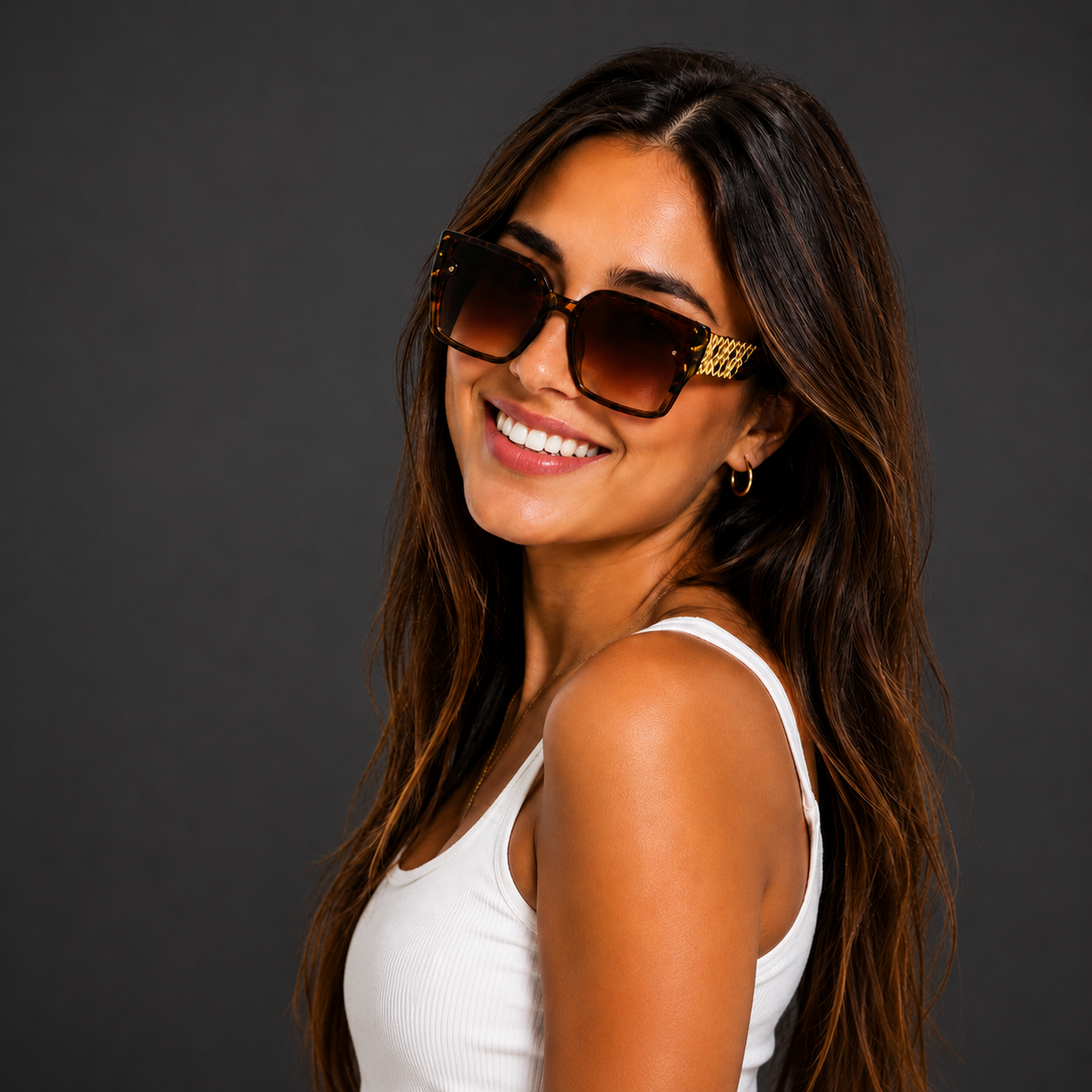 Lentes de Sol Carey Oversize con Mica Degradada