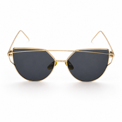 Lentes de Sol Cat Eye Dorados con Mica Negra – Estilo Elegante y Moderno