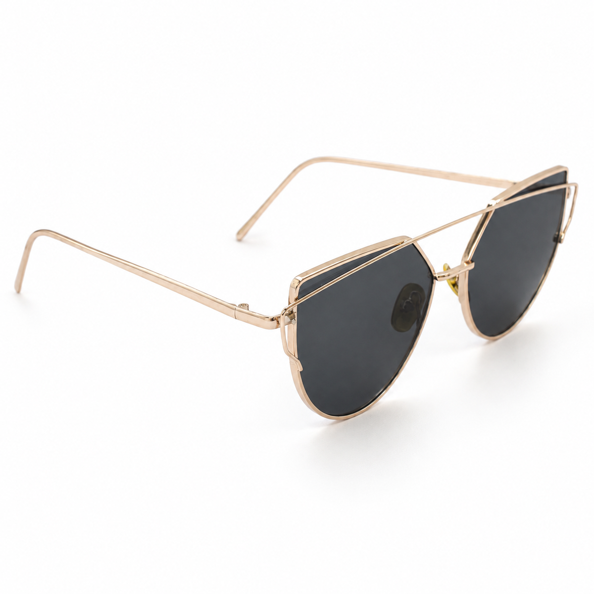 Lentes de Sol Cat Eye Dorados con Mica Negra – Estilo Elegante y Moderno