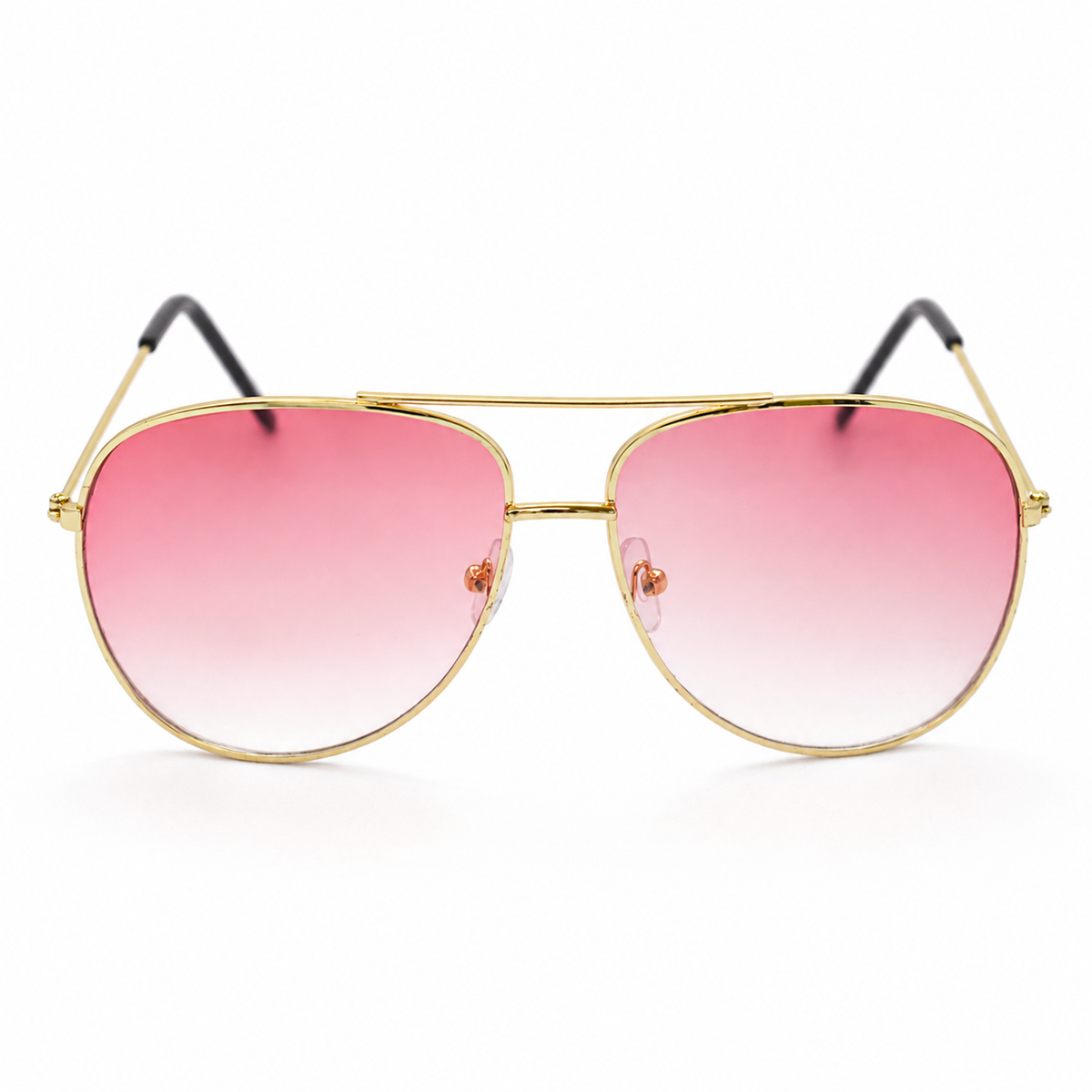 Lentes de sol aviador dorados con mica rosa degradada