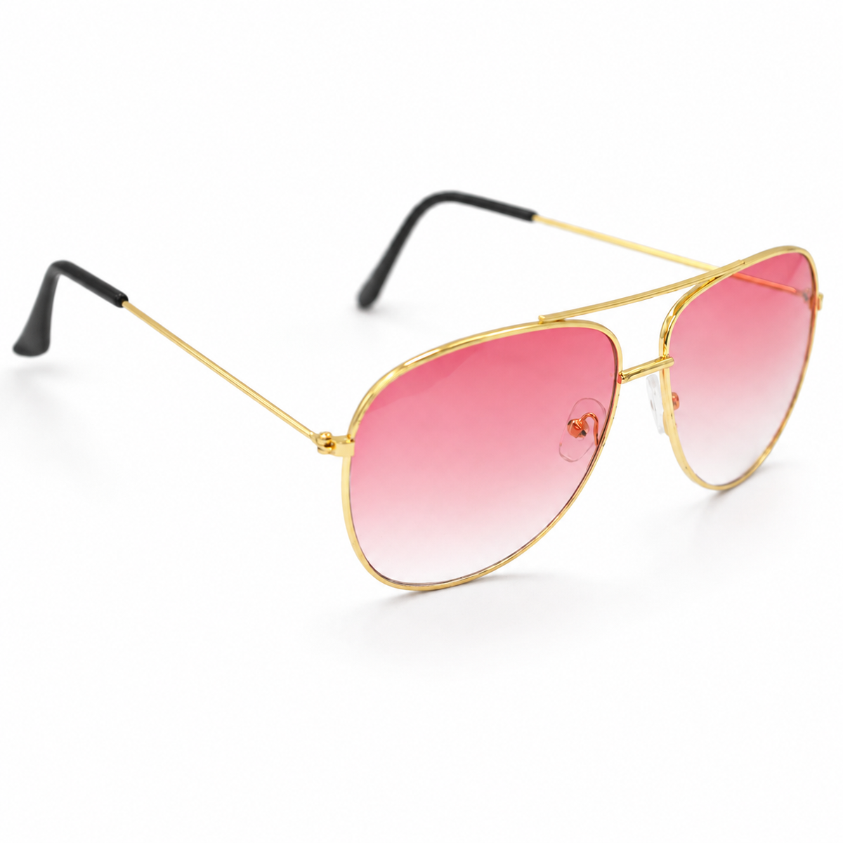 Lentes de sol aviador dorados con mica rosa degradada