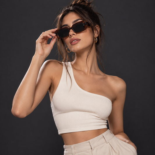 Lentes rectangulares ambar transparente.