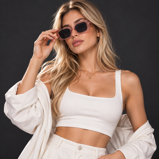 Lente rectangular roda transparente
