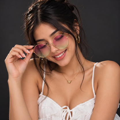 Lente redondo rosa