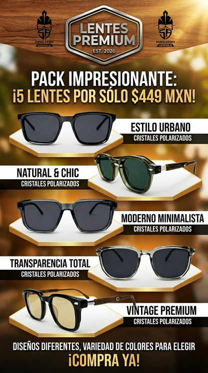 Paquete de 5 Lentes Unisex de alta calidad con cristales polarizados